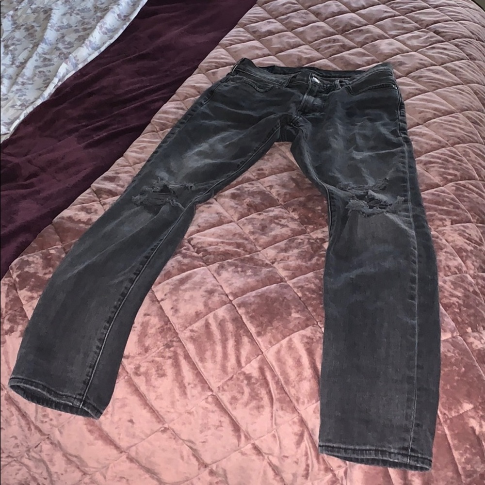 Black washed Ripped skinny jeans from Abercrombie